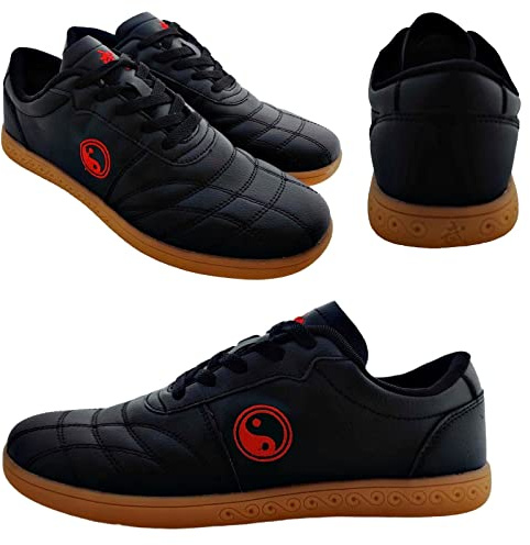 Skor Thai Chi wu Shu Kung Fu Karate Taekwondo Skor Sport Sneakers Gym Kampsport Halkskydd, Svart, 42.5 EU