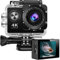 VACANON Action Camera, 4K 12MP 30M Underwater Waterproof Sports Camera 170 Degree Wide Angle Helmet Camera with Waterproof Case and Mounting Accessories Kit All Accessories