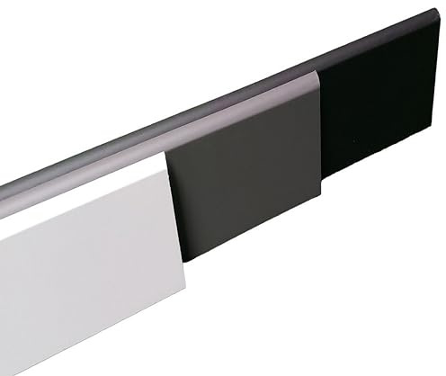 MadeInNature Battiscopa in legno, verniciato, rivestito in melammina, bianco, grigio, nero, di alta qualità, battiscopa fabbricazione francese, diverse dimensioni, altezza 7 cm (nero, arrotondato, 24