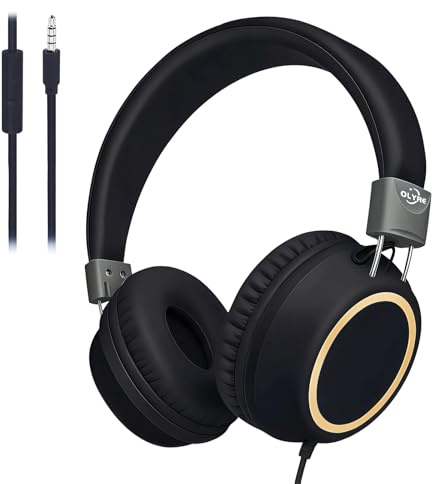 Olyre Foldable Kids Wired Headphones with Mic, Headset for Boys & Girls