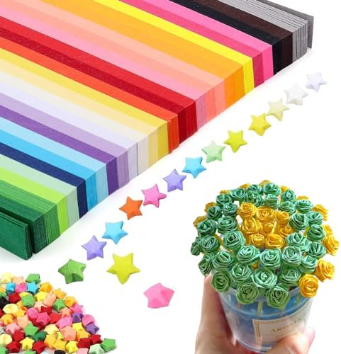 27 Farben Origami Stern Papierstreifen, Glücksstern Papierstreifen, Stern-Origami-Blätter für Bastelarbeiten, Dekoration, Karten Geschenk (1620PCS)