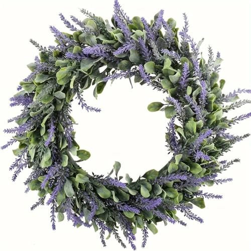DOKUYIE Artificial Lavender Flower Wreath Door Hanging Garland Wedding Window Xmas Decor