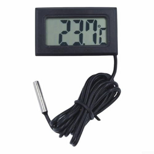 Mini termómetro digital, monitor de temperatura digital LCD negro con sonda, cable de 1 a 5 m de longitud para refrigerador, acuario (3 metros)