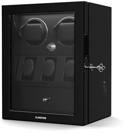 KLARSTEIN ChronoVault Caja para Relojes automáticos - Cargador de Relojes con Motor silencioso japonés, 4 Modos de rotación, led & cajón para Joyas