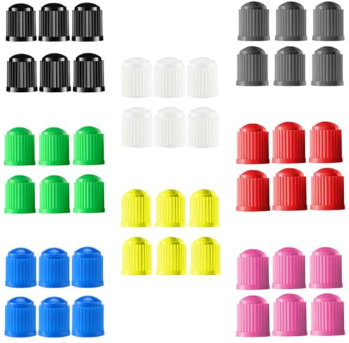 JEYORZY 48 pz Tappi Stelo Valvola Pneumatico, Tappi Universali per Valvole Pneumatici Tappi Parapolvere, Tappini gomme auto con o-ring, cappuccio valvola bici, per SUV, Ruote di Auto, Moto, Biciclette