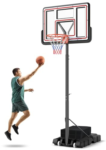 COSTWAY 10FT Portable Basketball Hoop Net Set, Adjustable Basketball Stand with Wheels, Indoor Outdoor Basketball Goal System for Kids, Junior and Adults (2.25-3.05M, with Weight Bag)