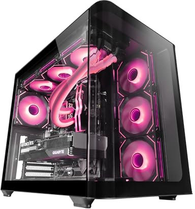Mars Gaming MC-FUSION, Case Gaming ATX, Finestra Laterale e Frontale Curvo in Vetro Temperato Continuo, Semitower PC Doppia Camera, Supporto Raffreddamento a Liquido, Spazio Interno Ottimizzato, Nero