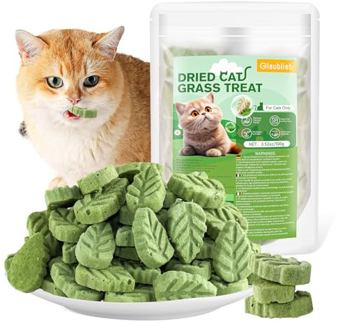 Glaublieb 100g Cat Grass Treats, Cat Grass Teething Stick for Hairball Remove and Teeth Cleaning, Edible Cats Grass Stick Snack