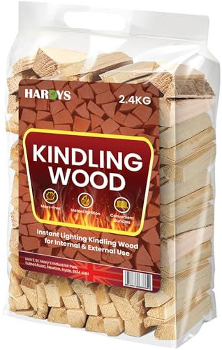 Hardys Kindling Wood, 8 Pack - 19.2 Kg (8 x 2.4kg) Approx. | Instant Light Firewood Logs, Smokeless - Kiln Dried - BBQ, Fire Heat Logs for Wood Burner, Pizza Oven, Open Fire Pit