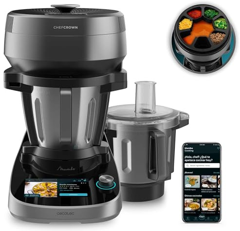 Cecotec Robot de Cocina Multifunción Mambo CooKing Total Gourmet Essential. 2200W, 45 Funciones, Autodispensador, Acero Inoxidable, Jarras Unique y Victory 4,5L, Pantalla Táctil, App, AutoCleanning