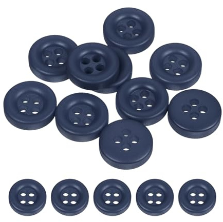 sourcing map Sewing Button 11mm(15/32) 4 Holes Resin Round Dark Blue 10pcs