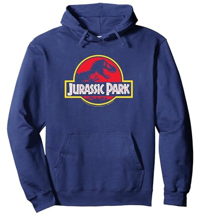 Logotipo T-Rex de Aventura de Jurassic Park 2025 Sudadera con Capucha, Unisex para Adultos, Azul Marino, S