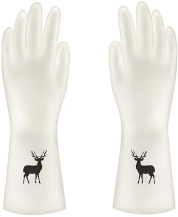 DIRBAK ​Gants longs en caoutchouc pour la vaisselle, la cuisine et les tâches ménagères – Réutilisables, antidérapants, sans danger pour le latex pour femmes et hommes​ (S)