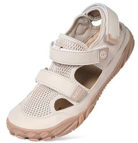 Wide Barefoot Beach Hiking Sandals Quick Dry Water Shoes Aqua Swim Shoes Breathable with Arch Support Mens Womens Summer Sport Boating Fishing Diving Surfing,Beige,43,US 11 Women/9.5 Men