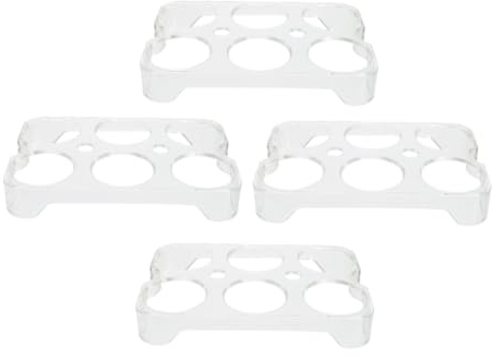 IWOWHERO Contenitore Organizer Elegante e Multifunzionale per Uova 4 Pezzi in Plastica Design Fisso e Impilabile per Conservare le Uova per Frigorifero in Cucina