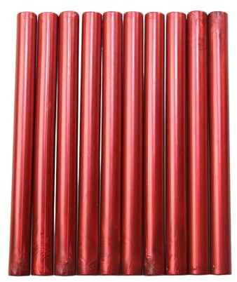 Baton de Cire a Cacheter pour Pistolet à Colle 11 mm 10 Pièces，Rouge | Couleur Métallisée Cire à Cacheter pour Tampons, Loisirs Créatifs, Cartes, Enveloppes, Invitations, Emballages Cadeaux