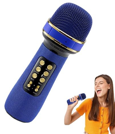 Generisk mikrofon för karaoke, trådlös mikrofon, bärbar trådlös handhållen | mikrofon 1 partytillbehör med trådlösa och LED-lampor för smartphones
