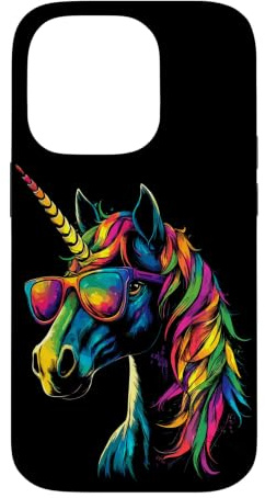 Licorne Coloré Arc-en-Ciel Cavalière Chevaux Équitation Coque pour iPhone 14 Pro