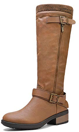 DREAM PAIRS Women's Knee High Boots Wide Calf Low Heel Riding Boots Fall Tall Boots for Women,Size 9,Camel-Wide-T,UTAH-W