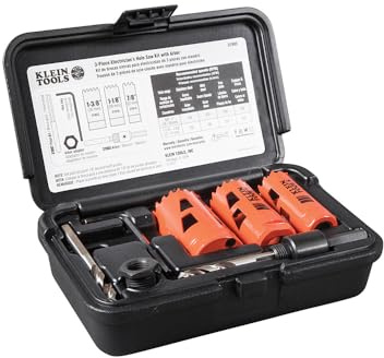 Klein Tools 32905 Electrician's Hole Saw Kit with Arbor 3-Piece