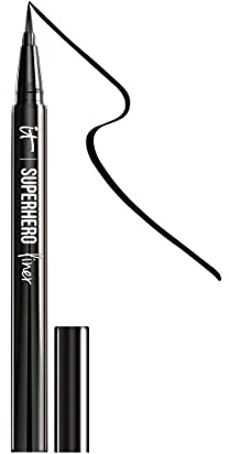 IT Cosmetics Superhero Liquid Eyeliner Pen, Black - 24-Hour Waterproof Formula Won’t Smudge or Fade - With Peptides, Collagen, Biotin & Kaolin Clay - 0.03 fl oz