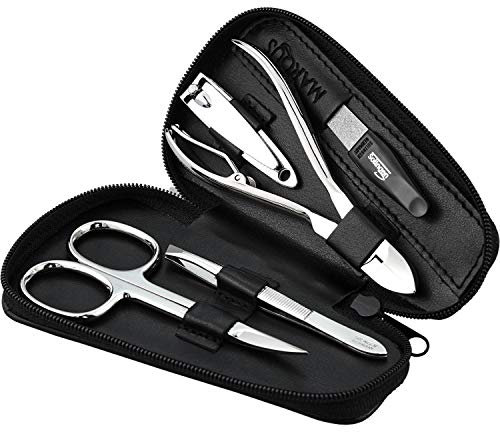 marQus Nageletui Herren Hochwertig - 5 teilig mit Feile aus Solingen - Maniküre Pediküre Nessesair - Kompaktes Nagelset Männer