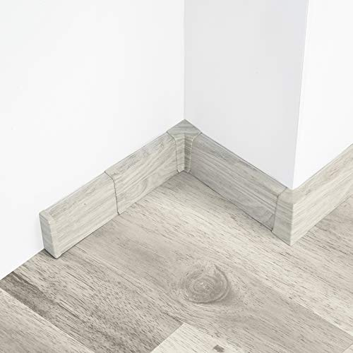 DQ-PP Battiscopa in PVC, 20 m, 55 mm, quercia Chillout, battiscopa per laminato, battiscopa in plastica PVC, decori, battiscopa