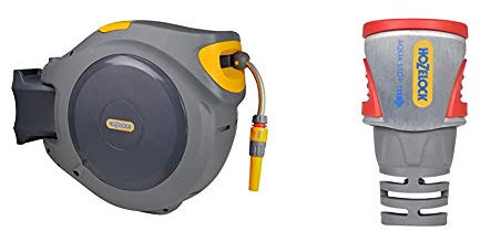 Hozelock Auto Reel with 40m Hose & Pro Metal AquaStop Connector (12.5mm & 15mm)