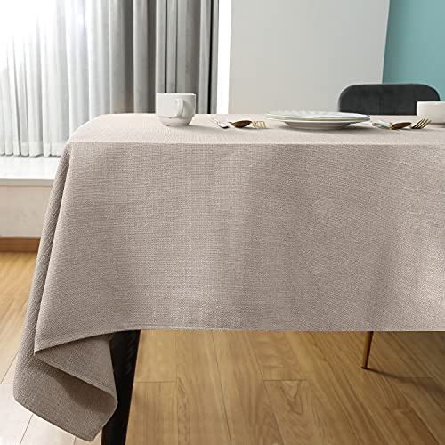 SEASHORE TREE Nappe rectangulaire Anti-tâches et imperméable, en Tissu avec Aspect Lin Lavable en Machine pour Tables de Maison,de Restaurant，de café et d'hôtel 145 * 300cm, Beige