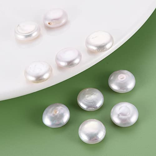 FASHEWELRY - 5 cuentas planas redondas de perlas Keshi naturales, perlas cultivadas en agua dulce sin agujero, 12-13 mm, para hacer joyería DIY