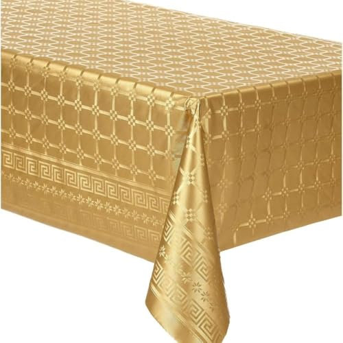 Mantel de papel de damasco dorado | Efectos de tela – repelente | Ancho 1,20 m | Decoración de fiesta | Arte de la Mesa Eco (rollo de 20 metros)
