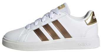 Adidas Unisex Kinder Grand Court Sustainable Lace Shoes, Cloud White/Cloud White/Matte Gold, 33 1/2