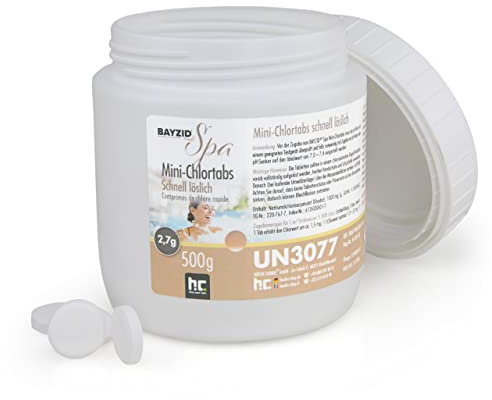 BAYZID® Mini Pastilles de Chlore4 x 500g – Désinfection Rapide pour Spa, Jacuzzi et Pataugeoire – Chloration Choc et Permanente – Haute Pureté – Facile à Utiliser