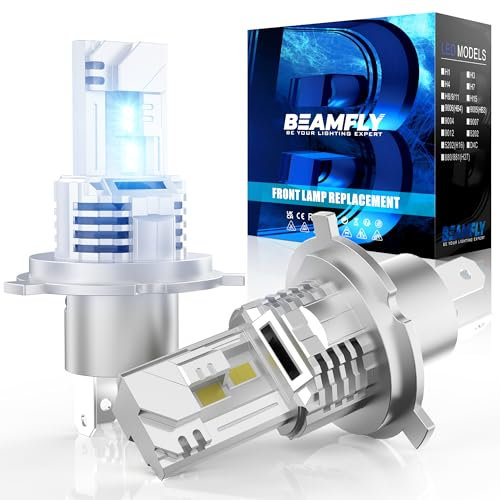BEAMFLY H4 LED Bombillas 20000LM 6000K, HB2 9003 Luces Delanteras Coche, Kit de Conversión de Faros Halógenos 12V