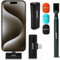 Movo Micrófono inalámbrico Mini UC ultra compacto para iPhone 15 con adaptador de mano WMX-HM, micrófono de solapa con soporte de mango para creadores de contenido, entrevistas, informes y más