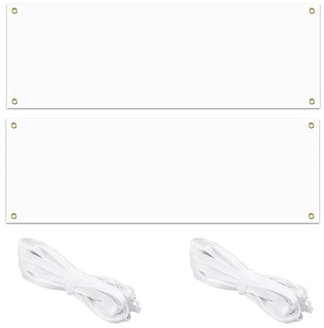 MIPIACE 2 Set Großes Leeres Banner Zum Bemalen 200x100cm Blanko Banner Weiß