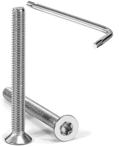 Tunejoy Vis à Tête Fraisée Torx M4 x 40 mm Vis à Six Pans Creux en Acier Inoxydable A2 V2A à Tête Fraisée Métaux avec Clé T20 Filetage Complet 20 Pièces