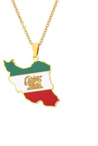 [FIZUNK] Elegant Necklace Jewelry Modern Iran Map Pendant Neck Chain Delicate Neck Doraction Clavicle Chain for Men and Women