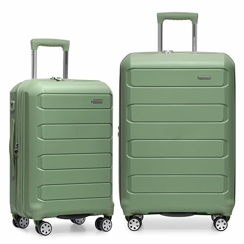 Traveler's Choice Pagosa Hardshell Expandable Luggage with Spinner Wheels, Green, 22-Inch Carry-on
