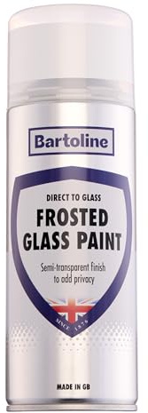 Bartoline Frosted Glass Paint 400ml – Semi-Transparent Spray for Privacy and Decoration Direct to Glass and Mirrors Ideal for Windows, Bathrooms, Offices, Quick Drying Matt Finish