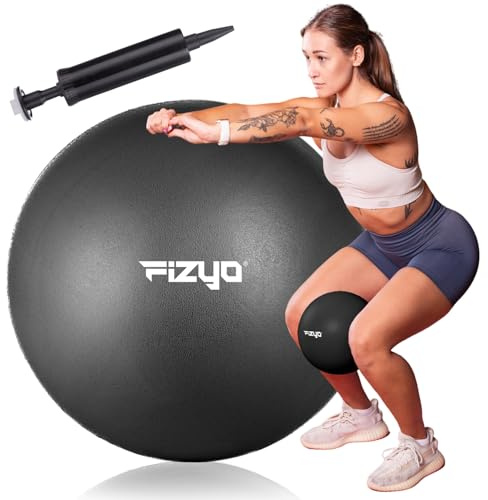Fizyo Pelota de Pilates 22 cm – Pelota Pequeña para Yoga, Rehabilitación y Entrenamiento de Equilibrio con Bomba, Suave y Antideslizante para Fitness, Mayores y Uso en Casa, (Negro)