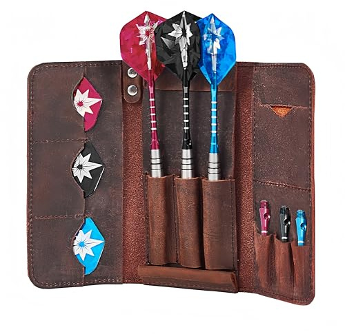 lotoo Leather Dart Case for Soft Tip Darts, Cross with Bible Verse Holds 3 Darts Storage for Tips, Shafts, Flights