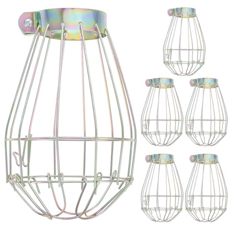 Milisten 6 Piezas Red de protección de lámpara de Calor para Reptiles Pantallas lamparas Pantalla de lampara Suministros de Reptiles Jaula de lámpara de Calor Anti escaldaduras Golden