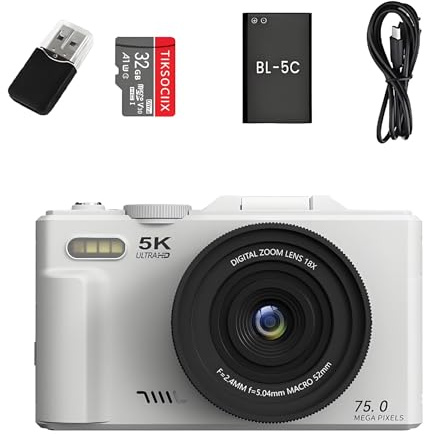 Optinexo 5K Digital Compact Camera(Blanc)