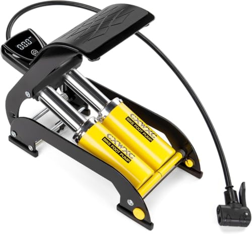 CXWXC Bomba de pie digital de dos cilindros con manómetro (160 PSI) – para válvulas Schrader y Presta, apto para bicicleta, motocicleta, pelotas, colchones de aire y accesorios de piscina
