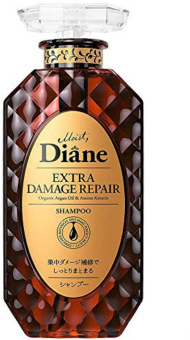 Moist Diane Extra Damage Repair Shampoo 450ml - Organic Argan Oil & Amino Keratin (Green Tea Set)
