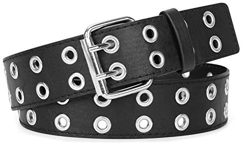 JasGood Punk Gürtel Nietengürtel Damen und Herren Doppelloch Gürtel mit Punk Style CosplayGürtel Hip Hop RockGürtel für Oder Gothic-Outfits