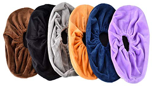 Queta 6 Paires Couvre-Chaussure Lavable Surchausson Tissu Réutilisable Chausson avec Flanelle Pantoufle pour Maternelle/Maison/Bureau Informatique