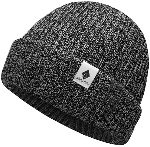 urban ace | Beanie Mütze, Haube | Frühling, Herbst, Winter | weich & leicht | Damen, Herren | meliert | optimale Passform Männer Frauen (Black)