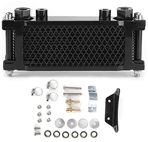 Qiilu Enfriador de Aceite del Motor, Enfriador de Aceite del Motor Kit de radiador de enfriamiento Universal Apto para Monkey Car Off-Road ATV Motocicleta de 4 Ruedas